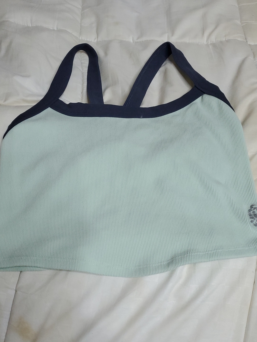 Free People Mint Green Bralette with Navy Trim